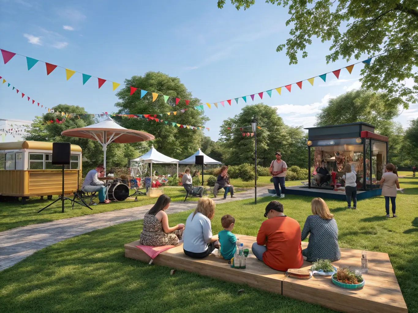 A vibrant image of a community event at CCS, showcasing people of all ages interacting and enjoying themselves in a festive atmosphere.